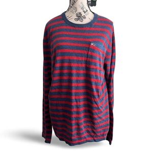 Tommy Hilfiger Red and Blue Long Sleeve Linen Cotton Shirt Size Large